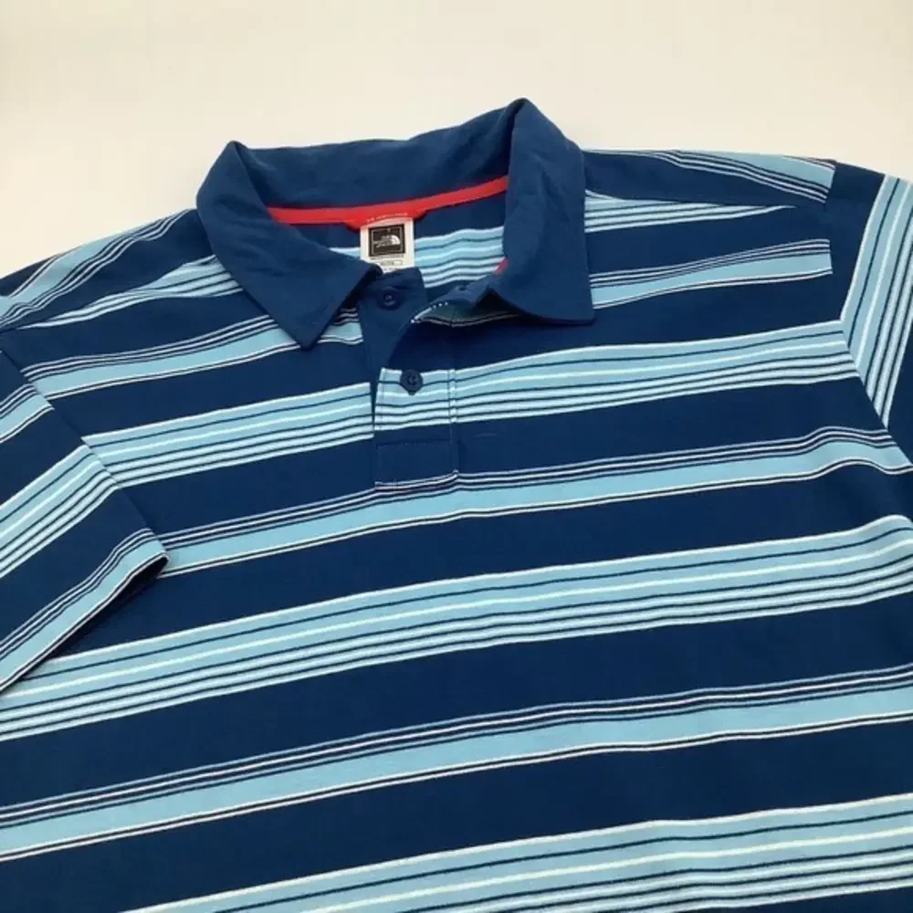The North Face Mens Short Sleeve Polo Shirt Blue Striped Size‎ XL